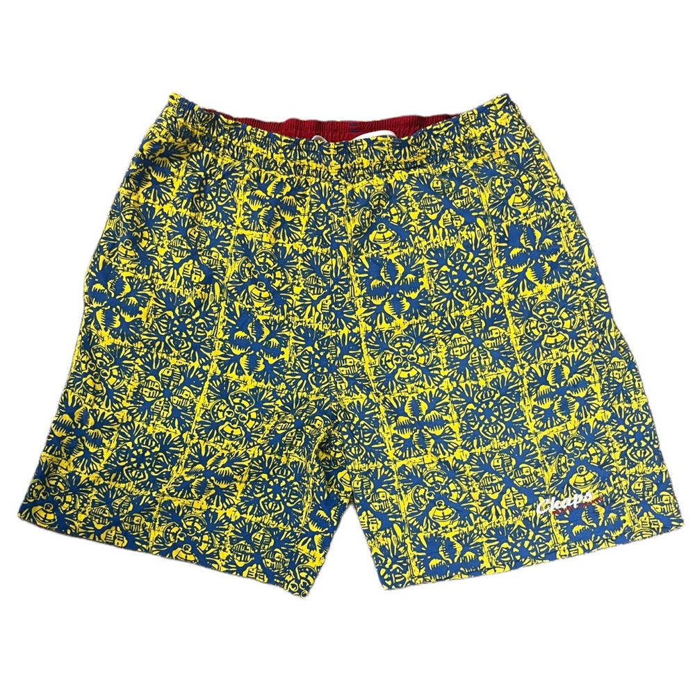 Men’s Chaps x Ralph Lauren Yellow and Blue Swim Trunks, Size Medium
